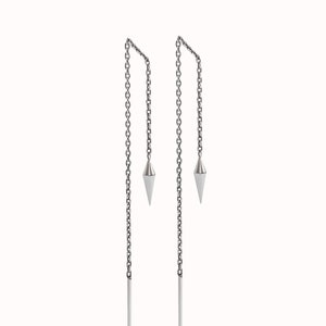 Threader Earrings Pendulum Sterling Silver Chain Earrings Dangle Minimalist Jewelry  Gift for Her - CHN001