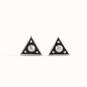 Tiny Triangle Sterling Silver Stud Earrings Edgy Modern Jewelry Earrings Gift for Her CST002 image 3