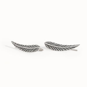 Ohr Kletterer Gold Sterling Silber Ohr Manschette Feder Ohr Kletterer Boho Ohrringe Moderne Schmuck Geschenk für Sie - FES018