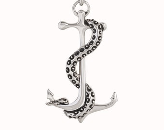 Octopus Tentacle Anchor Necklace Sterling Silver Charm Pendant Boho Jewelry  Gift for Her - FPE022
