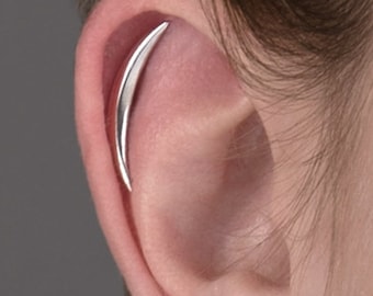 Cartilage Earring Crescent Moon Helix Earring 20G 18G 16G Sterling Silver Minimalist Stud Piercing Dainty Jewelry Ear Cuff Earring - CRT001