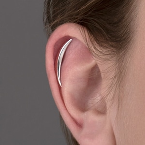 Boucle d'oreille cartilage Croissant de lune en hélice 20G 18G 16G en argent sterling Piercing minimaliste Bijoux délicats Boucle d'oreille manchette CRT001 image 1