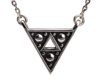 Triangle Triforce Necklace Sterling Silver Charm Boho Jewelry - Moon Dots Collection - FPE020