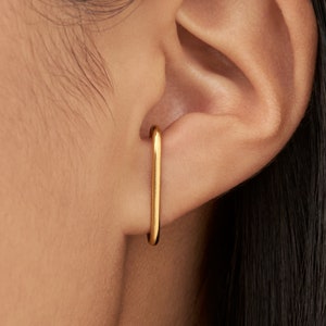 Breteloorbel Minimalistische zilveren oorbel Moderne geometrische oorlel manchetoorbel 14k Gold Filled Stud Bar Earring Eenvoudig cadeau CST027 afbeelding 6