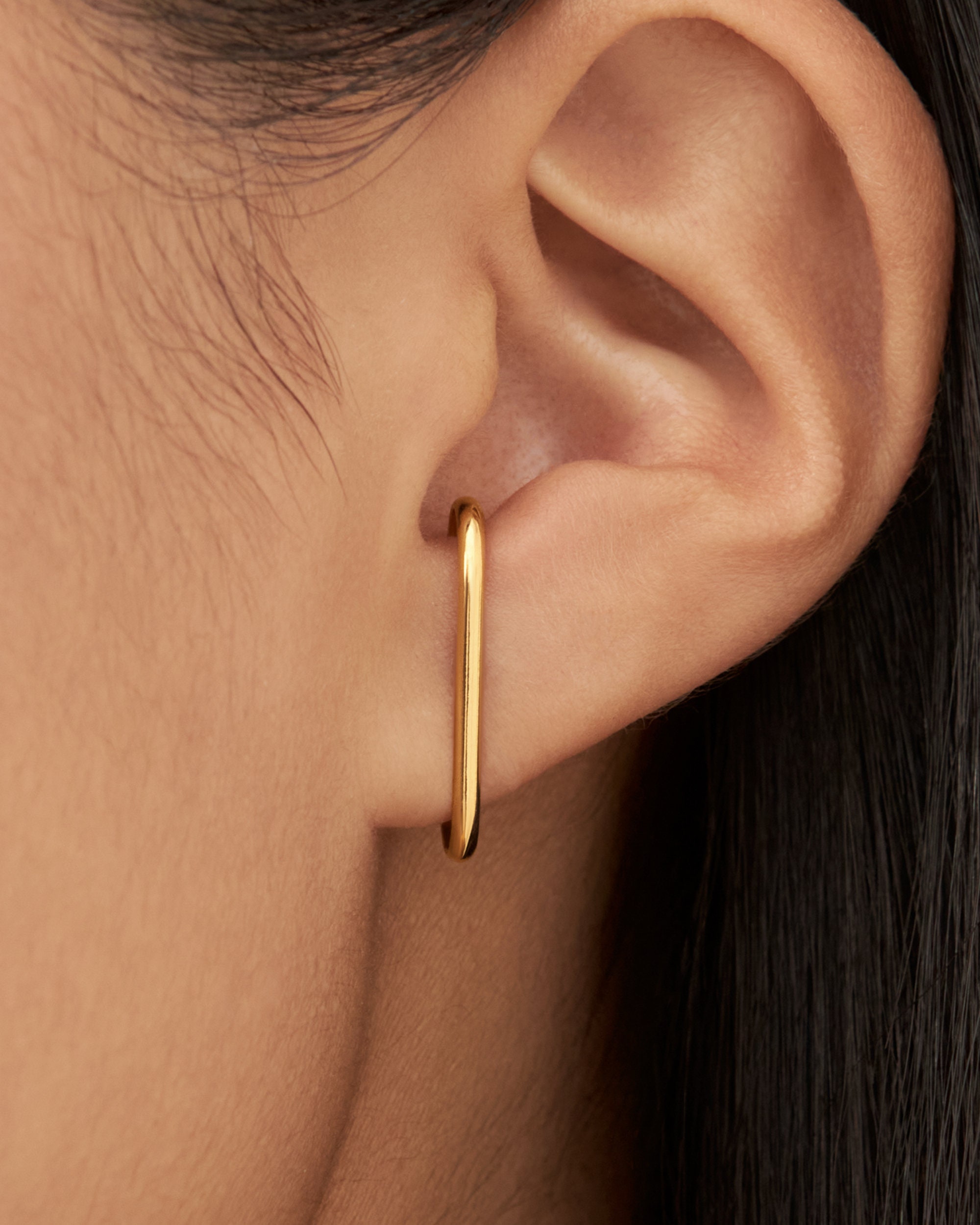 Suspender Earring Minimalist Silver Earring • Modern Geometric Ear Lobe Cuff Earring • 14k Gold Filled Stud Bar Earring Simple Gift - CST027