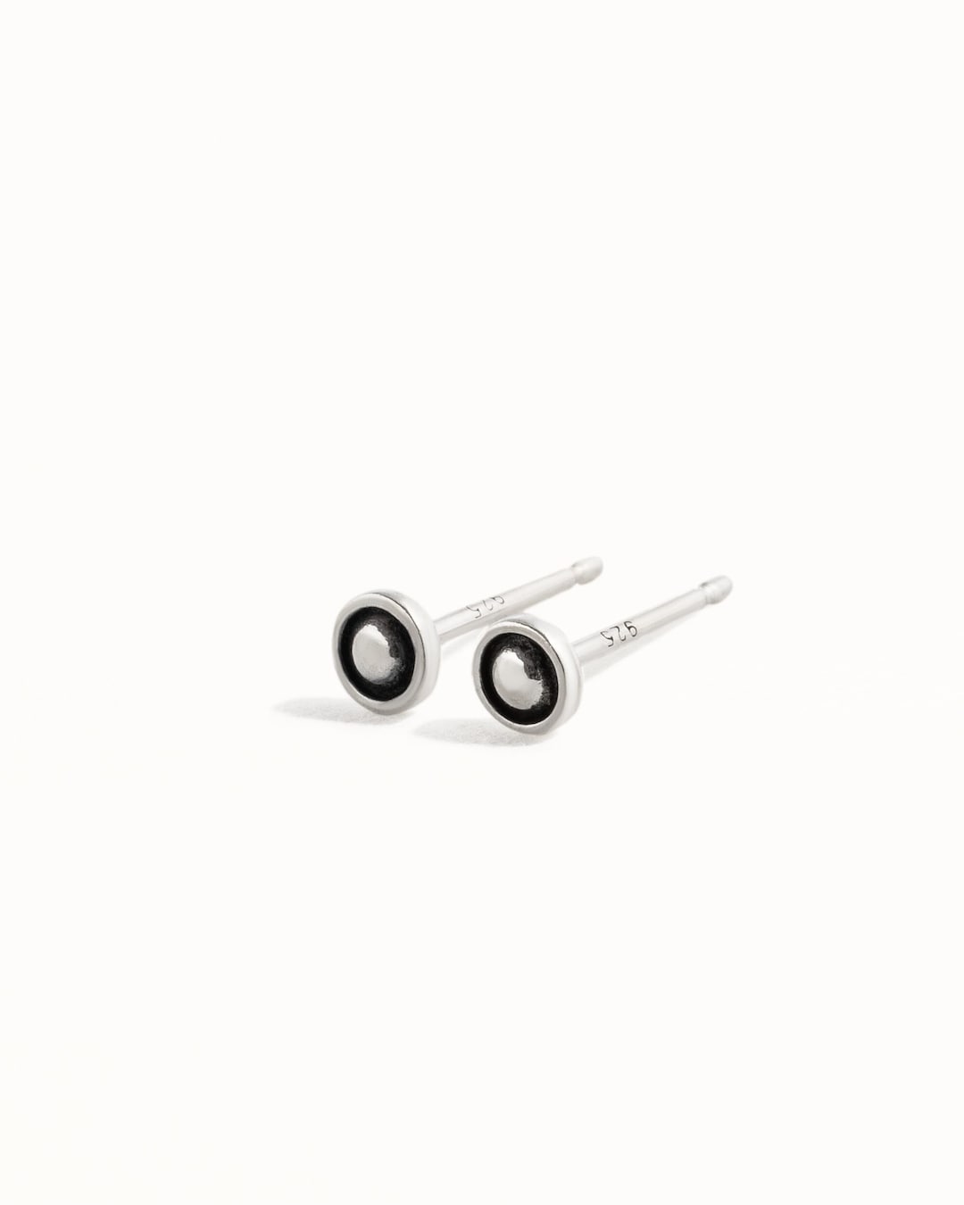 Sterling Silver Stone Stud with Dot Detail