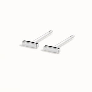 Aretes con barra Aretes con barra cuadrada Aretes con barra minimalista Aretes pequeños de plata Aretes diminutos de joyería cotidiana CST012 1 Pair Small Bars