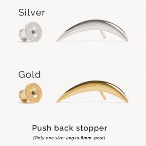 Cartilage Earring Crescent Moon Helix Earring 20G 18G 16G Sterling Silver Minimalist Stud Piercing Dainty Jewelry Ear Cuff Earring - CRT001 image 6