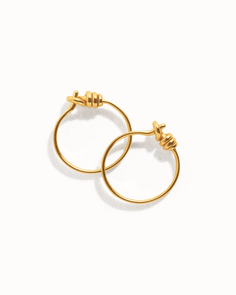 Tiny Hoop Earrings Silver Small Huggie Earrings Sterling Silver Boho Modern Jewelry Tiny Minimalist Dainty Hoops - MHP007 Yellow Gold Plated
