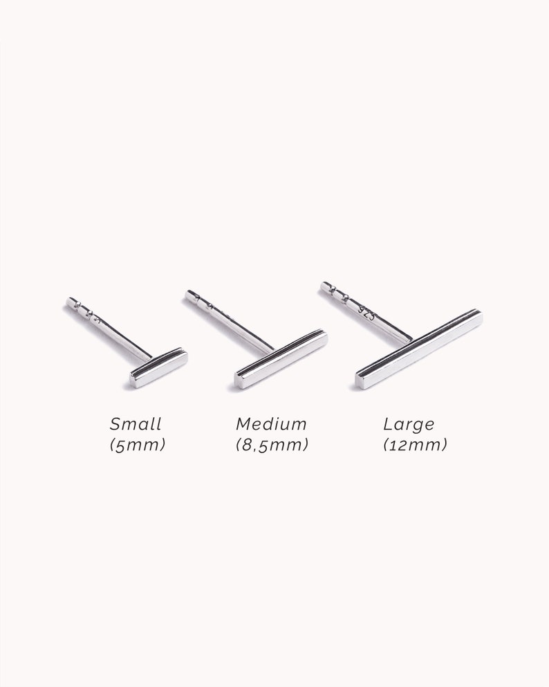 Bar Stud Oorbellen Square Bar Stud Oorbellen Minimalistische Bar Stud Oorbellen Zilveren kleine oorbellen Alledaagse sieraden Tiny Earring CST012 3 Pieces (S+M+L)