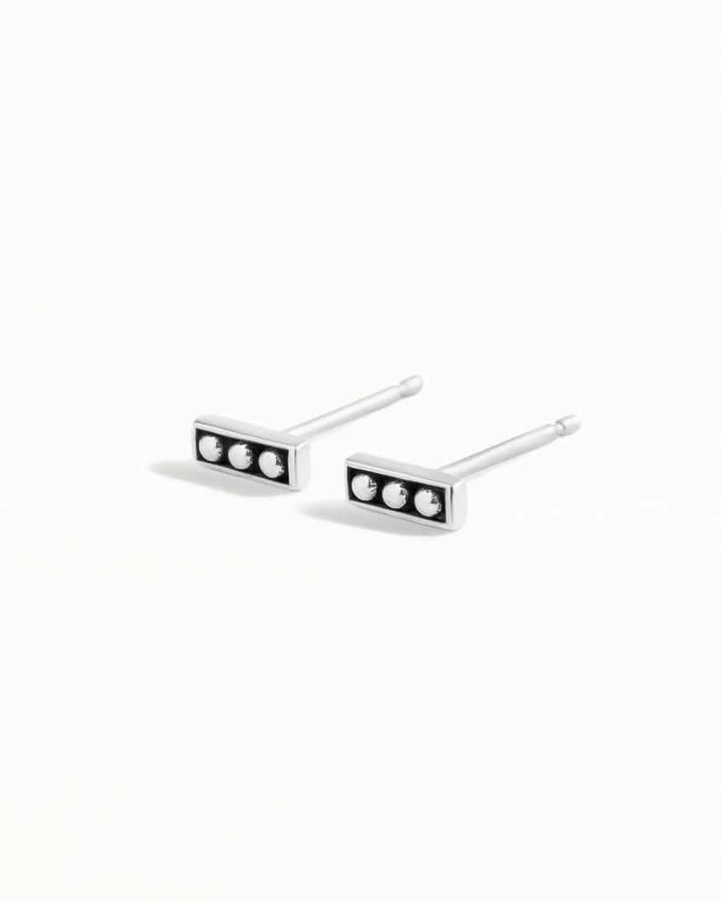 Silver Stud Earrings Sterling Silver Square Earrings Bohemian Jewelry Gift for Her CST003 image 1