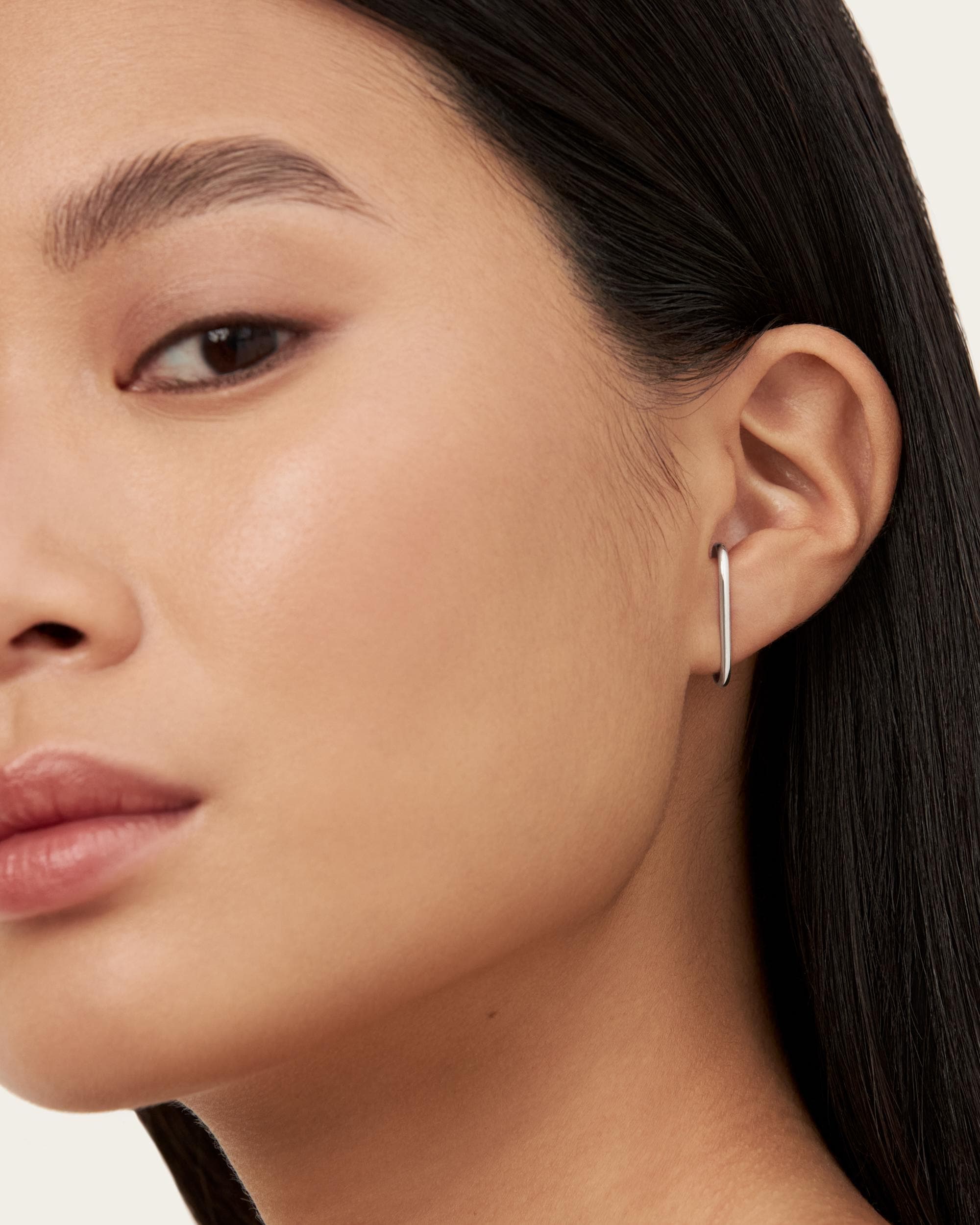 Suspender Earring Minimalist Silver Earring • Modern Geometric Ear Lobe Cuff Earring • 14k Gold Filled Stud Bar Earring Simple Gift - CST027