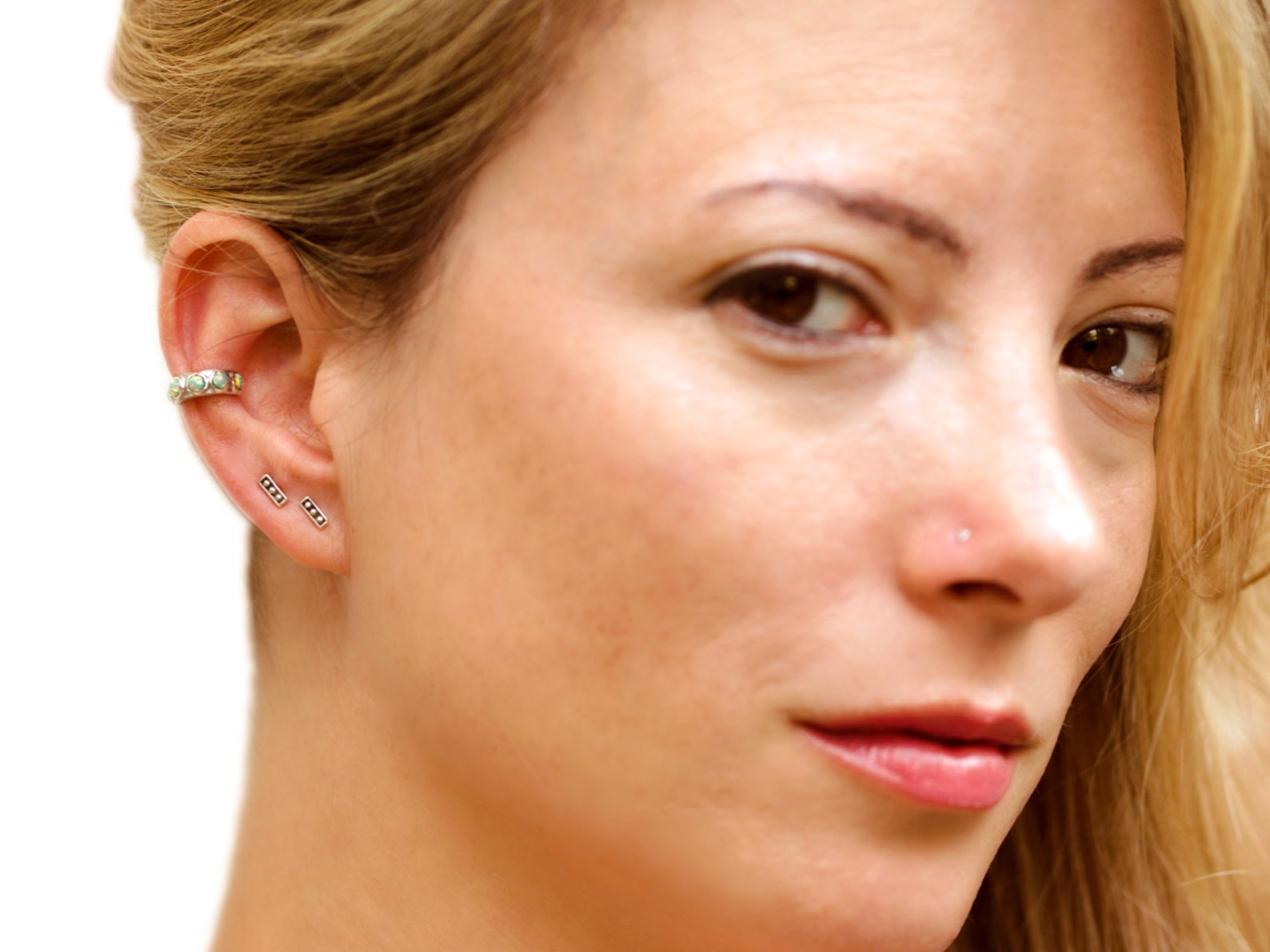 Silver Stud Earrings Sterling Silver Square Earrings Bohemian Etsy