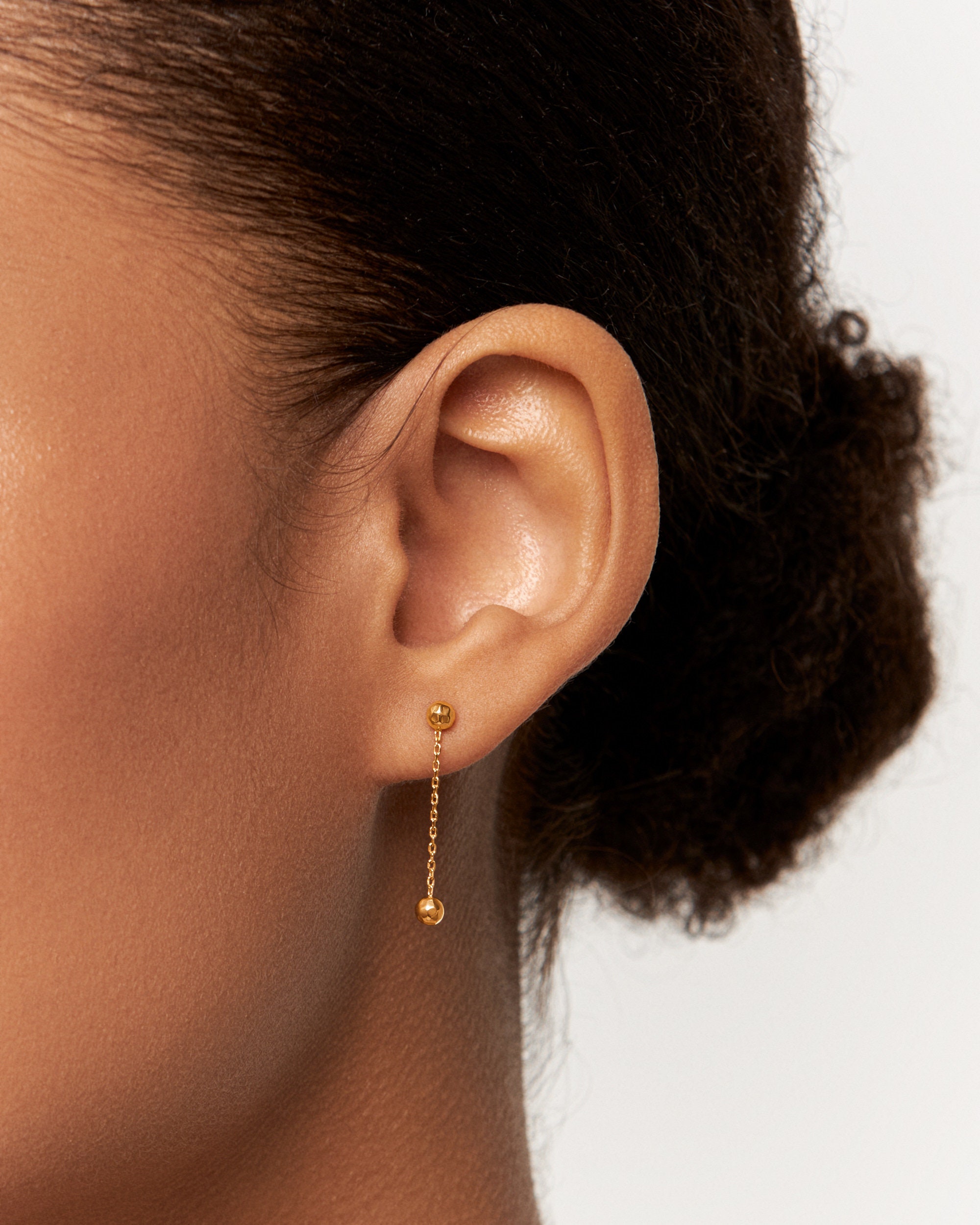 Chain Ball Earrings • Gold Ball Threader Earrings • Drop Ball Earrings • Silver Chain Dangle Earrings • Double Ball Earrings - CST024