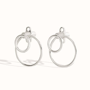 Boucle doreille Open Circle Ear Jacket Boucles doreilles géométriques en argent sterling Clous circulaires Bijoux minimalistes Cadeau pour elle JKT010 image 2