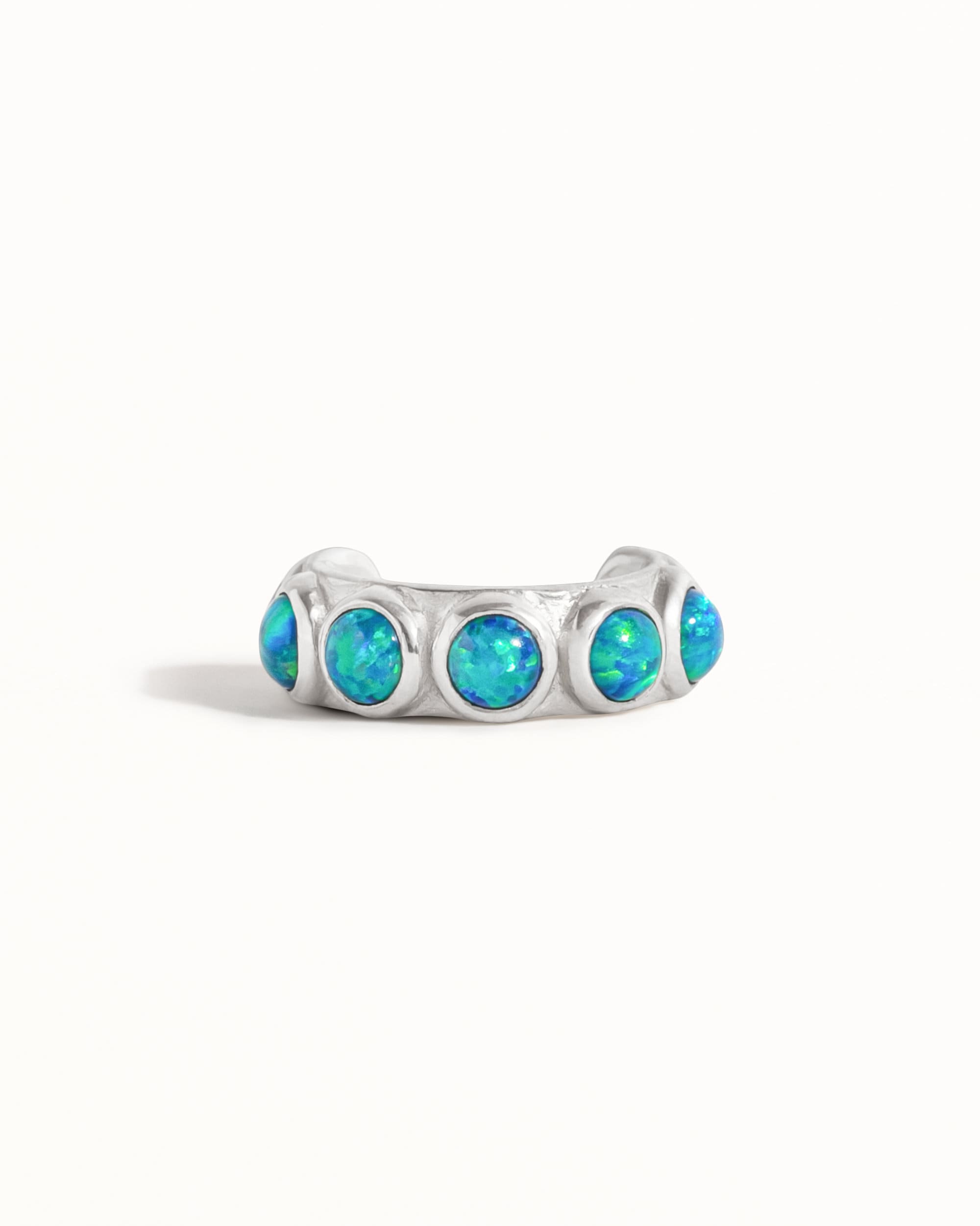 Sterling Silver Ear Cuff Earring Blue Opal Stones Inlay Ear Wrap Earrings Modern Jewelry  Gift for Her - ECU009