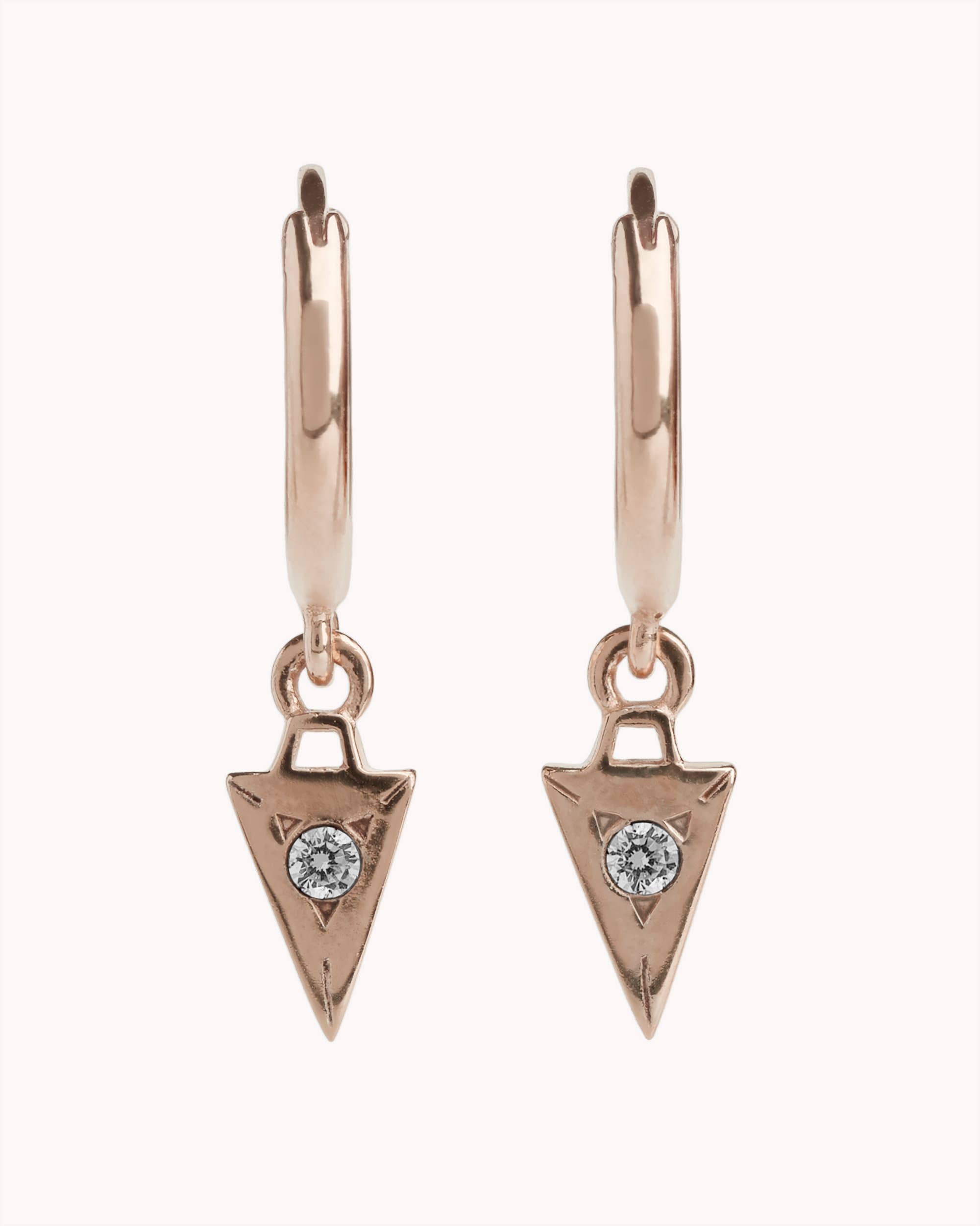 Tiny Zirconia Hoop Earrings Silver Triangle Pendulum Charm Huggie Earrings Sterling Silver Modern Jewelry Tiny Dainty Hoops - MHP011