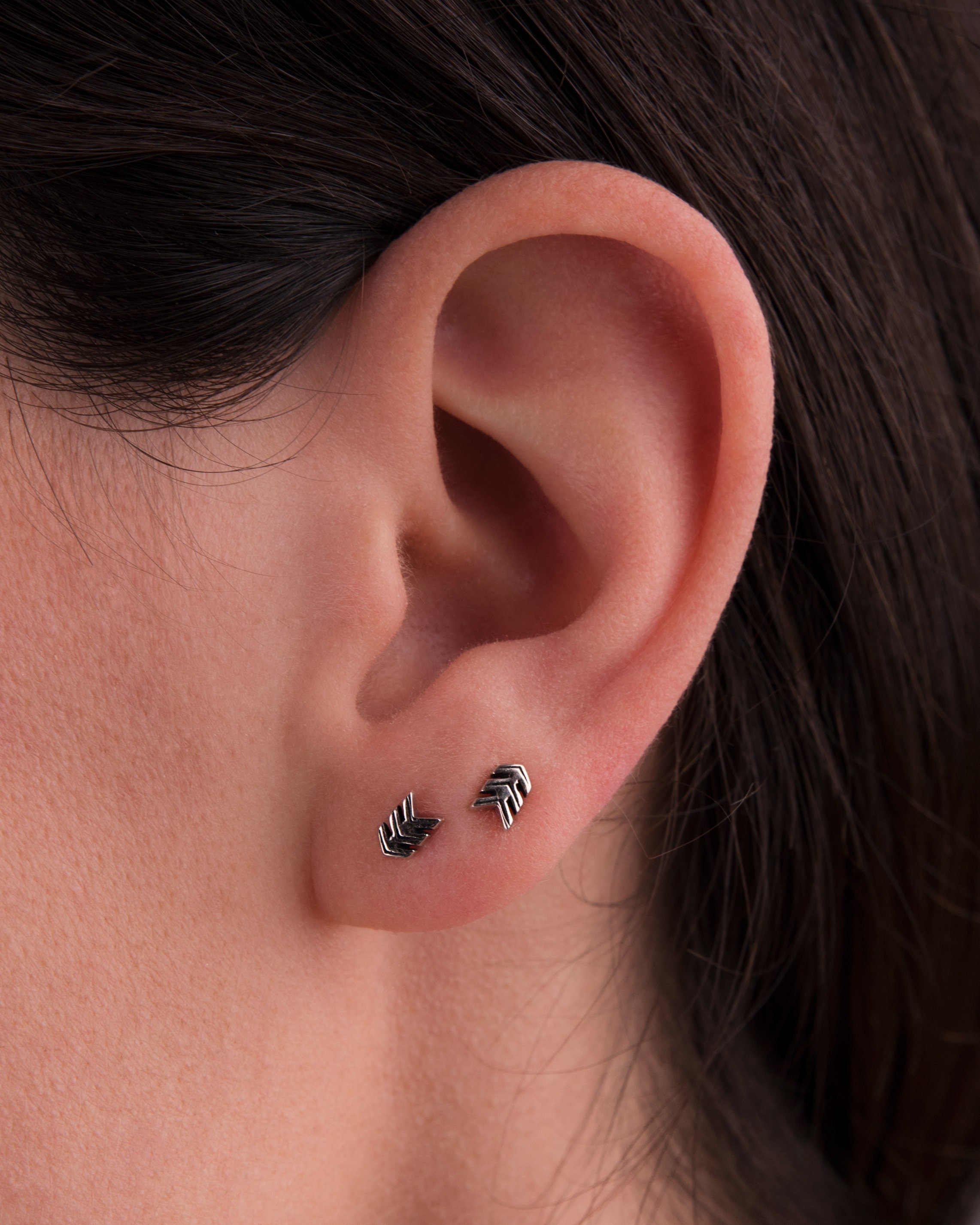 Triangle Arrows Stud Earrings Sterling Silver Earrings Chevron