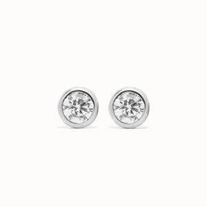 Bright White CZ Stud Earrings April Birthstone Earrings 3mm Minimalist Small Stud Earrings Silver Gold Simple Bezel Earrings CST016 image 4