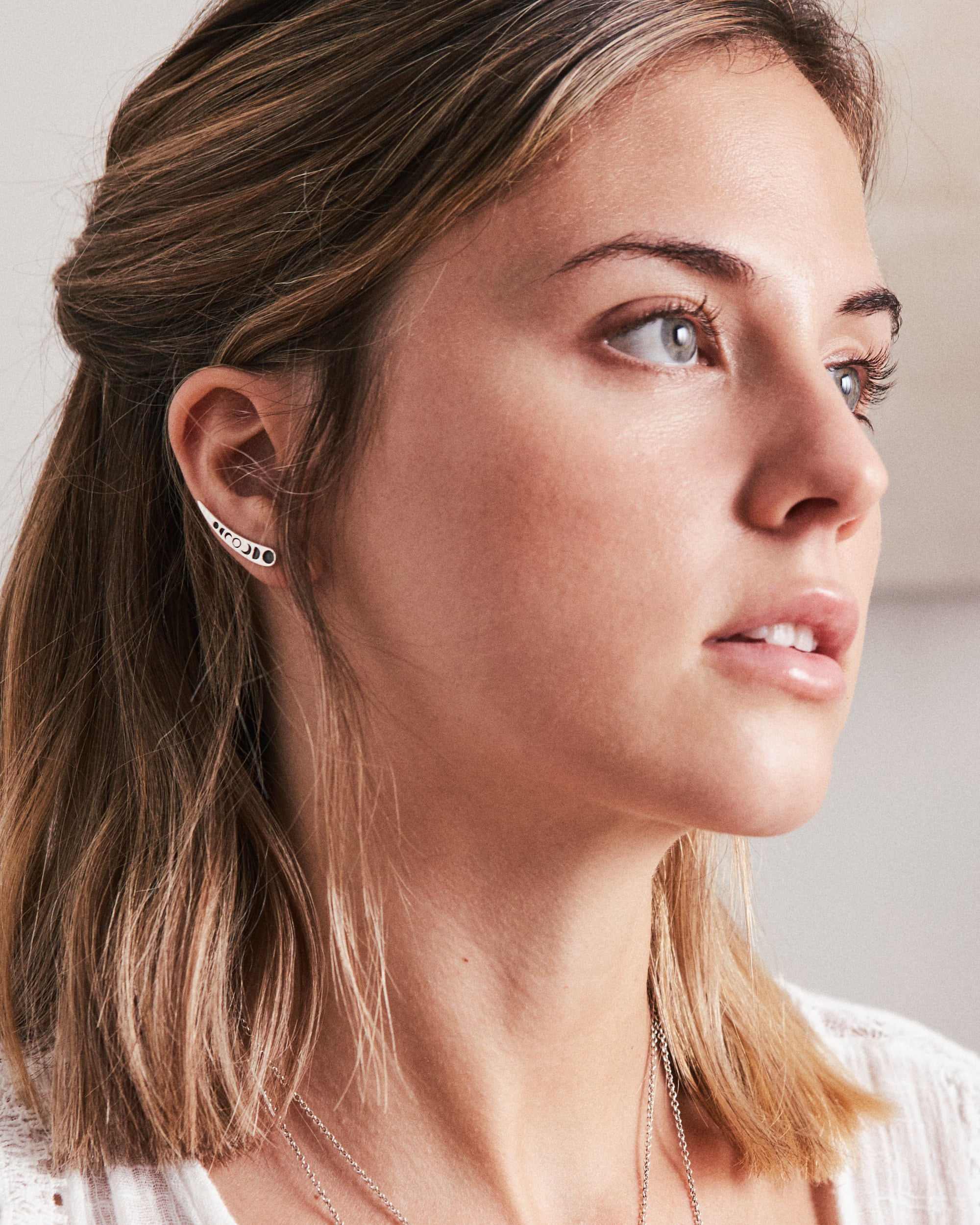 Moon Phases Ear Climber Silver Celestial Earrings Ear Crawler Earrings Modern Jewelry Bohemian Crescent Moon Ear Cuff Gift For Her - FES030