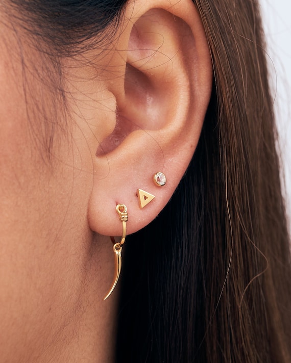 Minimalist Triangle Earrings Geometric Stud Earrings Silver