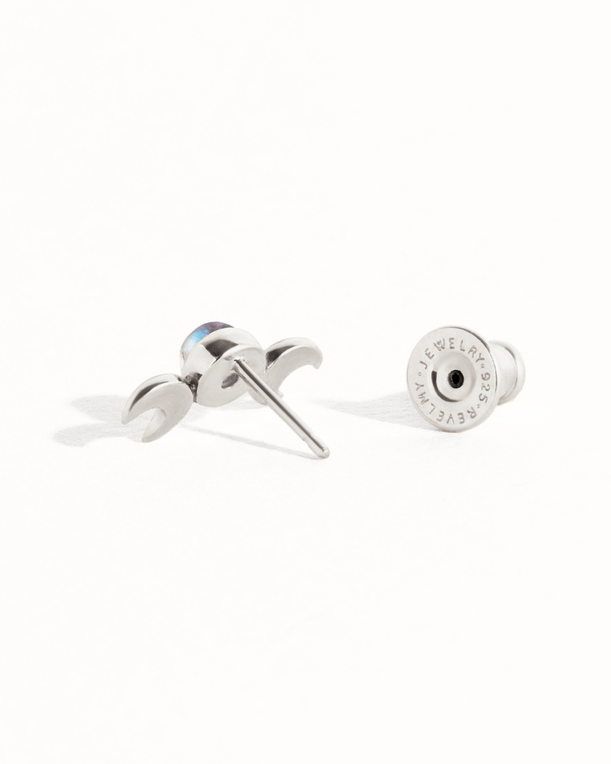 Hecate Symbol Earring • Goddess of Witchcraft and Magic Jewelry • Twin Moons Helix Earring  • Moonstone Cartilage Silver Piercing - CRT004