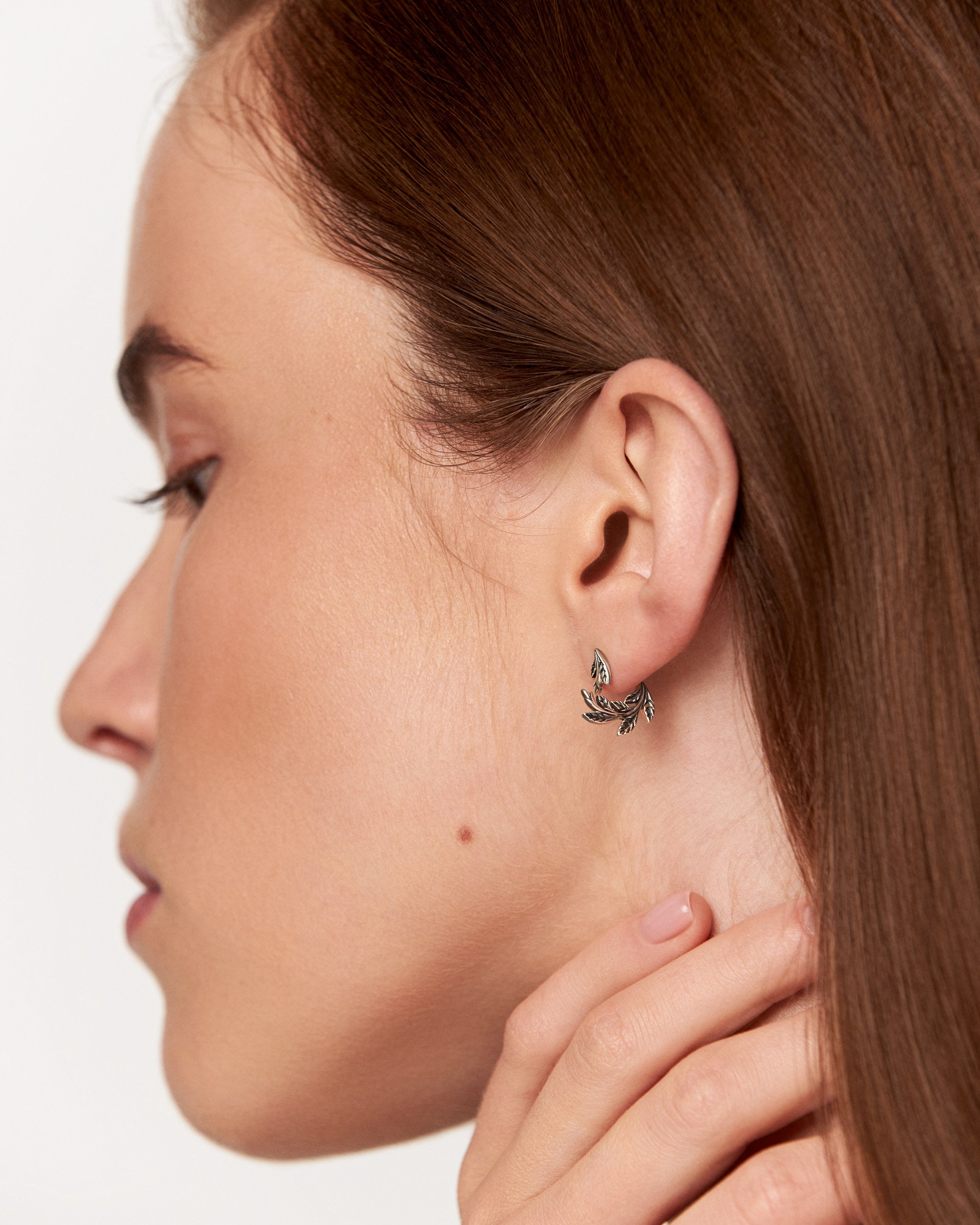 Leaf & Flower Earrings Ear Jacket · Dark Naturalism Ear Cuff Earrings · Flower Dangle Earrings · Lotus Flower Jewelry  Gift for Her - JKT005