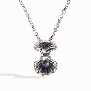 Collana di perle Collana di conchiglie d'argento fatta a mano Collana di perle in ostrica con ciondolo nautico oceanico Collana in argento regalo per lei FPE036 immagine 5