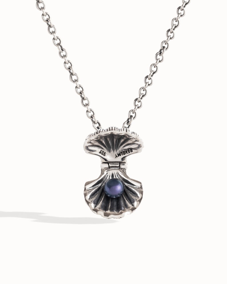 Perlenkette Handgemachte Silber Muschel Muschel Halskette Perle in Oyster Anhänger Ozeanischen Nautischen Charme Silber Halskette Geschenk für Sie FPE036 Bild 5