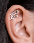 Boho Helix Earring • Geometric Mandala Lotus Flower Hidden Helix • Piercing 18G 16G • Cartilage Bohemian Silver Spiritual Jewelry •  CRT023 product logo