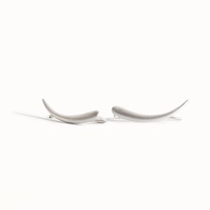 Sterling Silver Ear Cuff Earrings Celestial Crescent Moon Phase Ear Climber Earrings Modern Minimalist Ear Crawler Jewelry Gift FES007 Silver Matte 925