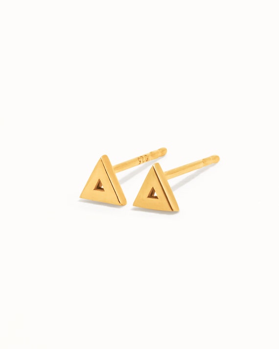 Minimalist Triangle Earrings Geometric Stud Earrings Silver