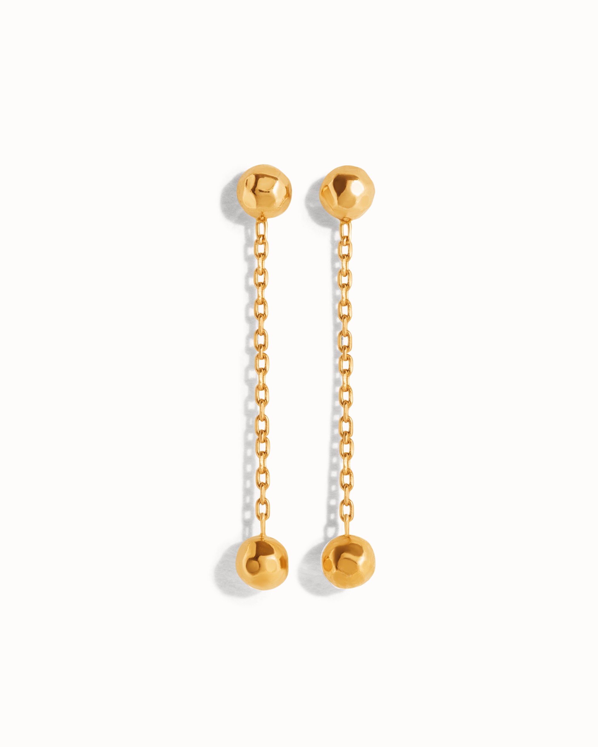 Chain Ball Earrings • Gold Ball Threader Earrings • Drop Ball Earrings • Silver Chain Dangle Earrings • Double Ball Earrings - CST024