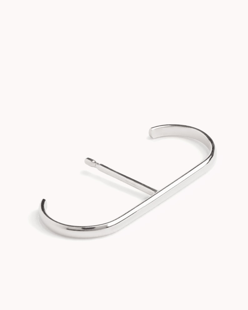 Suspender Earring Minimalist Silver Earring Modern Geometric Ear Lobe Cuff Earring 14k Gold Filled Stud Bar Earring Simple Gift CST027 Sterling Silver 925