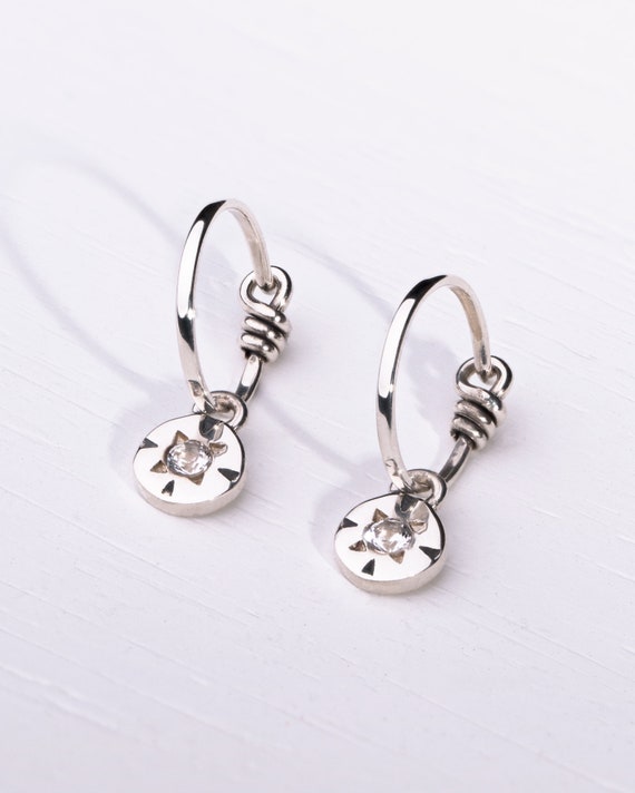 Sterling Silver Hoop Small Hoop With Charm Earrings Pandora