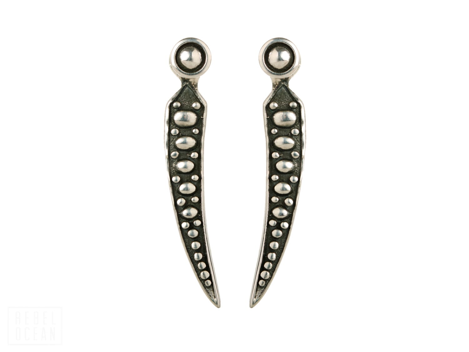 Goth Spikes Ear Jacket Earrings • Dark Silver Stud Earrings • Silver Claw Dangle Earrings • Cyberpunk Drop Earrings Gift for Her - JKT003