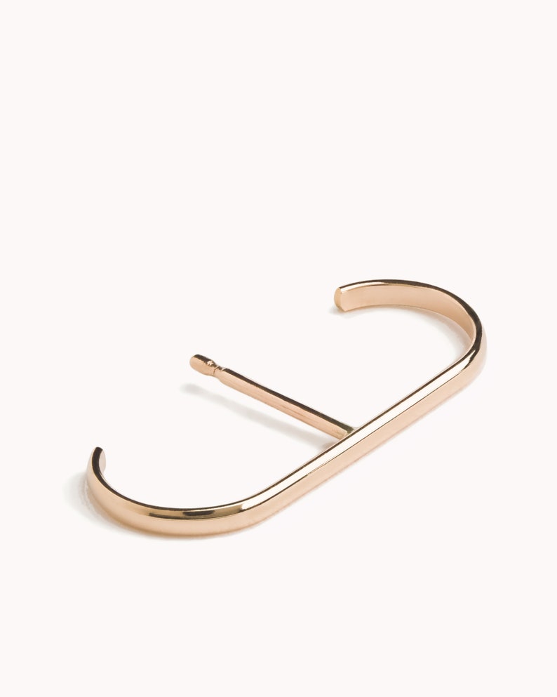 Suspender Earring Minimalist Silver Earring Modern Geometric Ear Lobe Cuff Earring 14k Gold Filled Stud Bar Earring Simple Gift CST027 zdjęcie 5