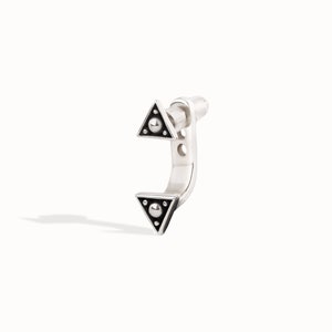 Sterling Silver Triangle Ear Jacket Earrings Ear Cuff Earrings Modern Jewelry Gift for Her JKT007SSO Single - 1 Earring