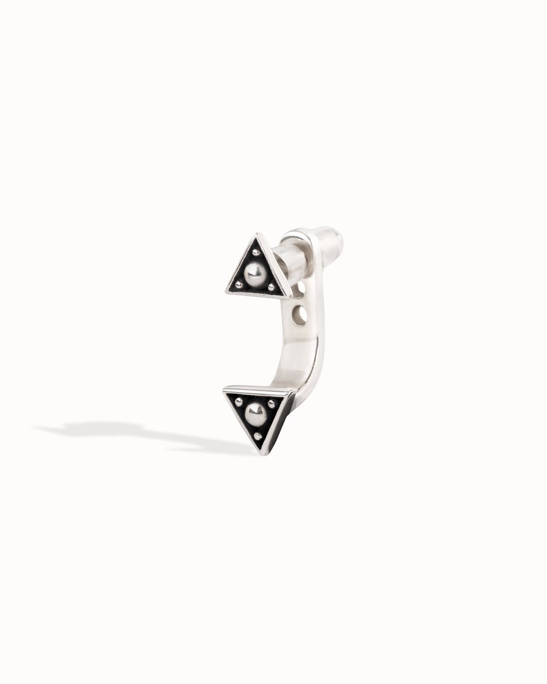 Sterling Silver Triangle Ear Jacket Earrings Ear Cuff Earrings Modern Jewelry Gift for Her JKT007SSO Single - 1 Earring