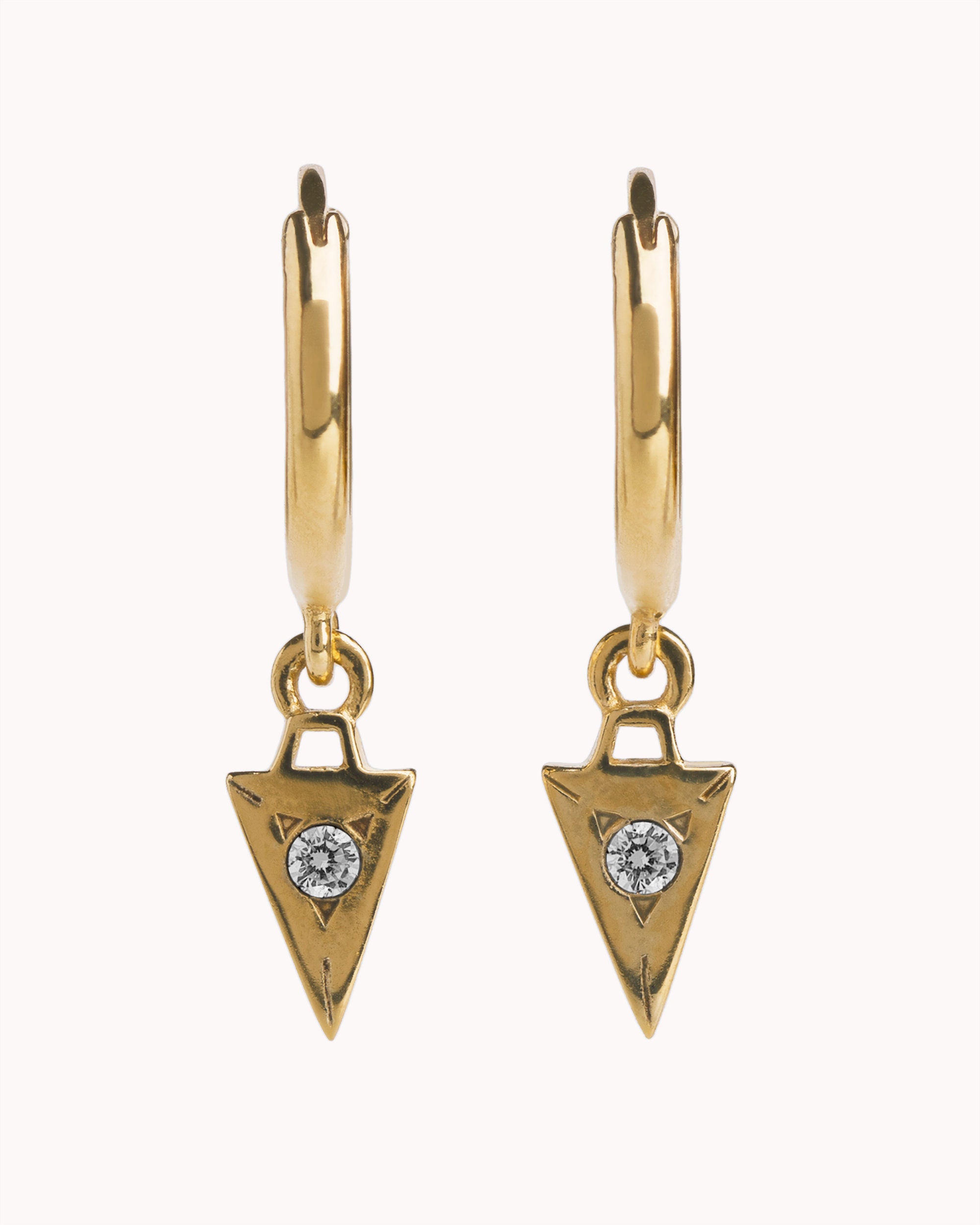 Tiny Zirconia Hoop Earrings Silver Triangle Pendulum Charm Huggie Earrings Sterling Silver Modern Jewelry Tiny Dainty Hoops - MHP011