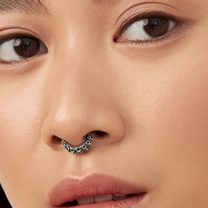 Fake Nose Ring Octopus Tentacle Faux Septum Ring Body Jewelry Piercing Sterling Silver Bohemian Fashion Indian Style BSE035 image 4