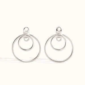 Boucle doreille Open Circle Ear Jacket Boucles doreilles géométriques en argent sterling Clous circulaires Bijoux minimalistes Cadeau pour elle JKT010 Pair - 2 Earrings