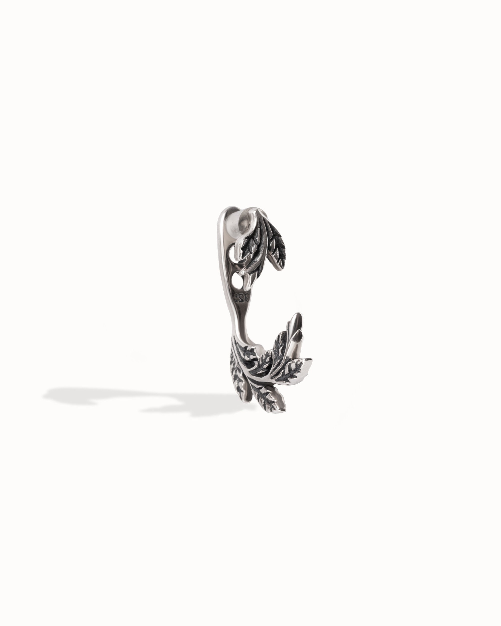 Leaf & Flower Earrings Ear Jacket · Dark Naturalism Ear Cuff Earrings · Flower Dangle Earrings · Lotus Flower Jewelry  Gift for Her - JKT005