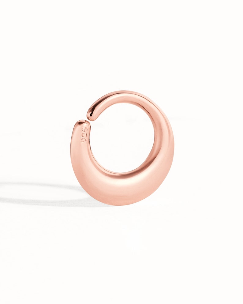 Minimalist Disc Septum Ring Modern Nose Ring Körperschmuck Sterling Silber und Gold Edgy Style 14g 16g Geschenk für Sie BSE046 Rose Gold Shiny