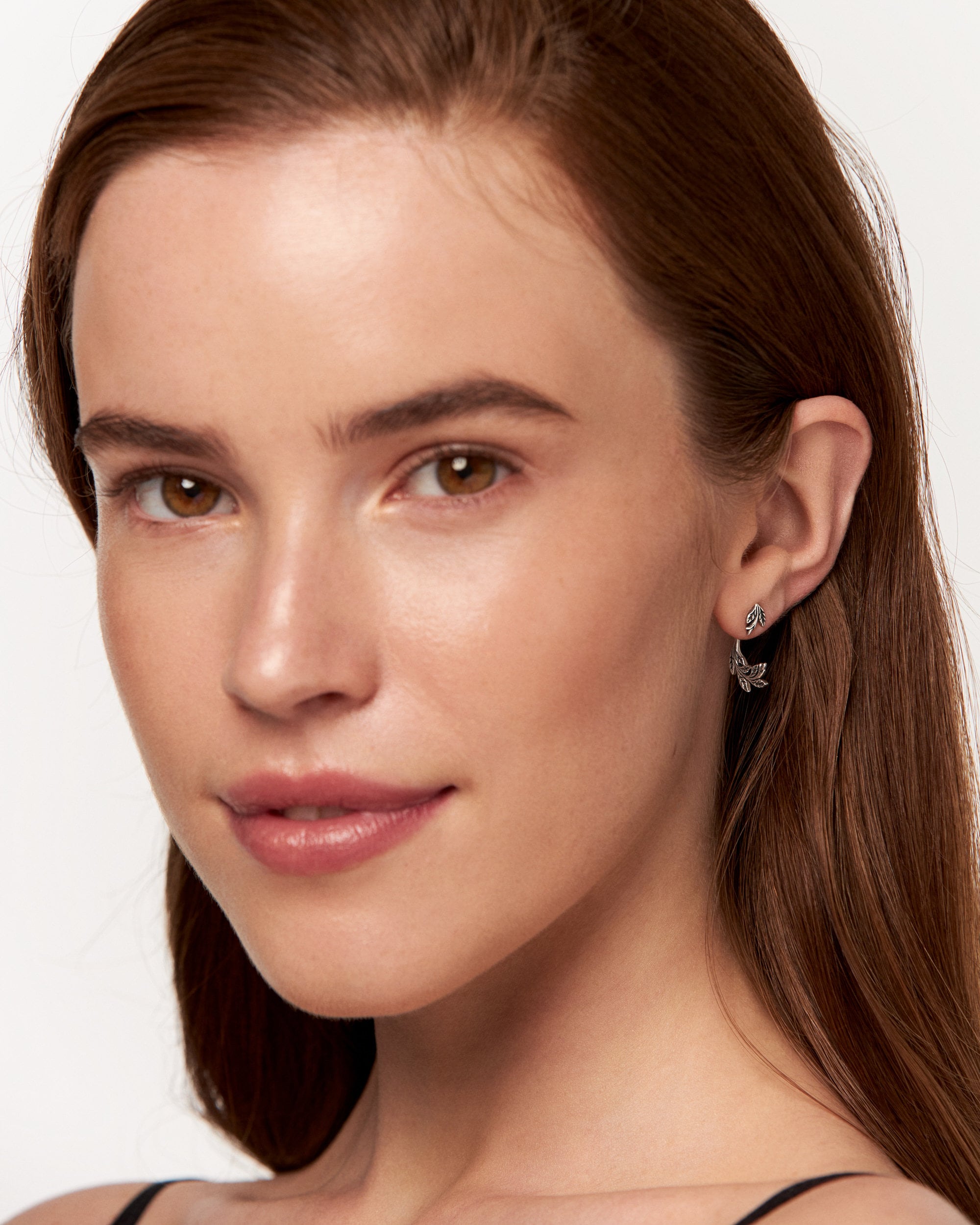 Leaf & Flower Earrings Ear Jacket · Dark Naturalism Ear Cuff Earrings · Flower Dangle Earrings · Lotus Flower Jewelry  Gift for Her - JKT005