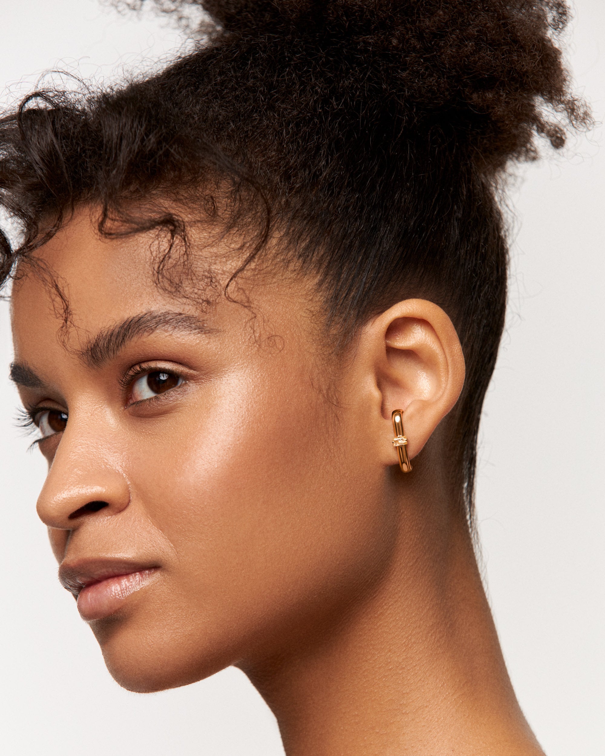 Wide Suspender Earring CZ • Gold Lobe Cuff Earrings • Thick Modern Earring • 14k Gold & Silver Ear Suspender Earring • Bar Earring - CST033