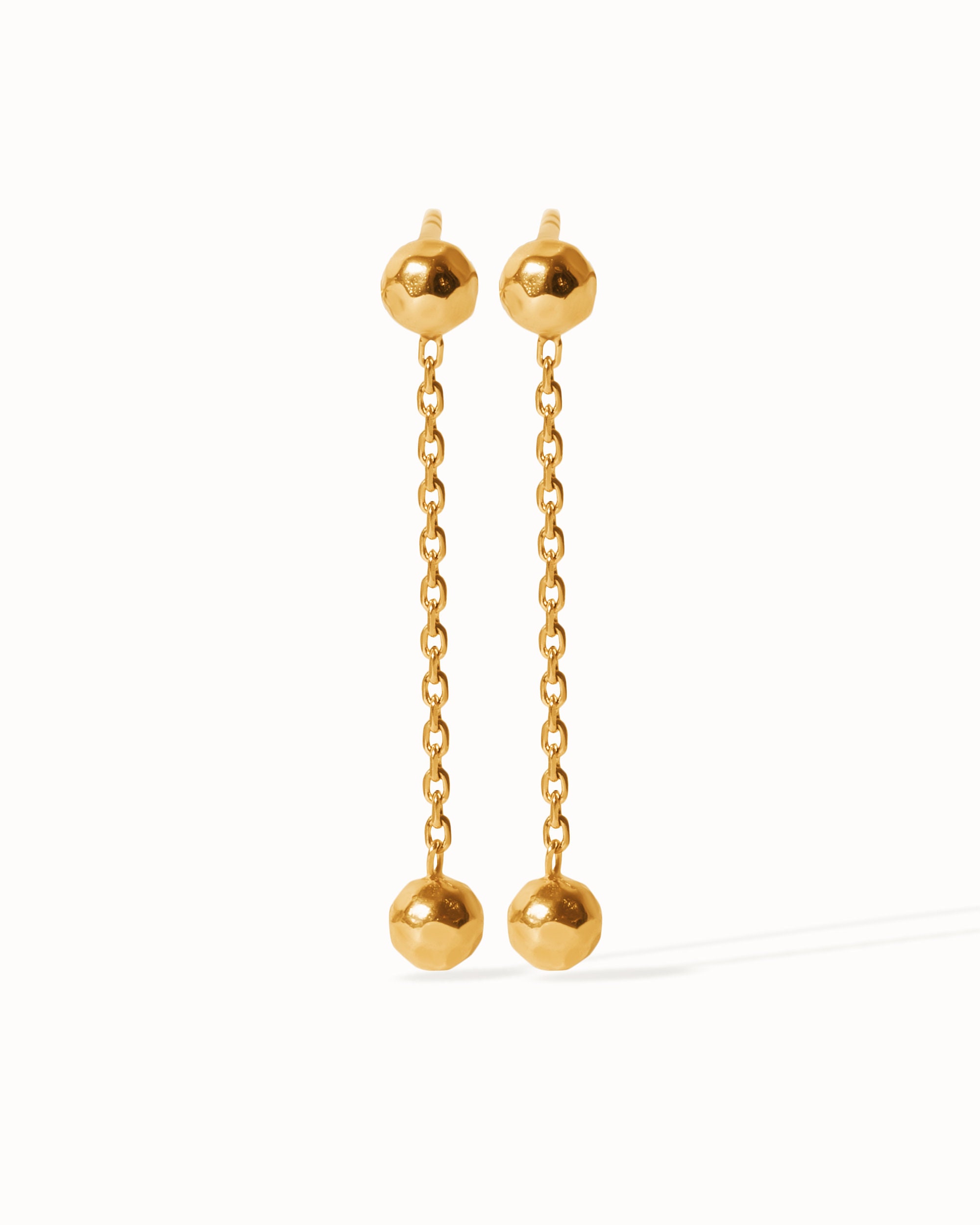 Chain Ball Earrings • Gold Ball Threader Earrings • Drop Ball Earrings • Silver Chain Dangle Earrings • Double Ball Earrings - CST024