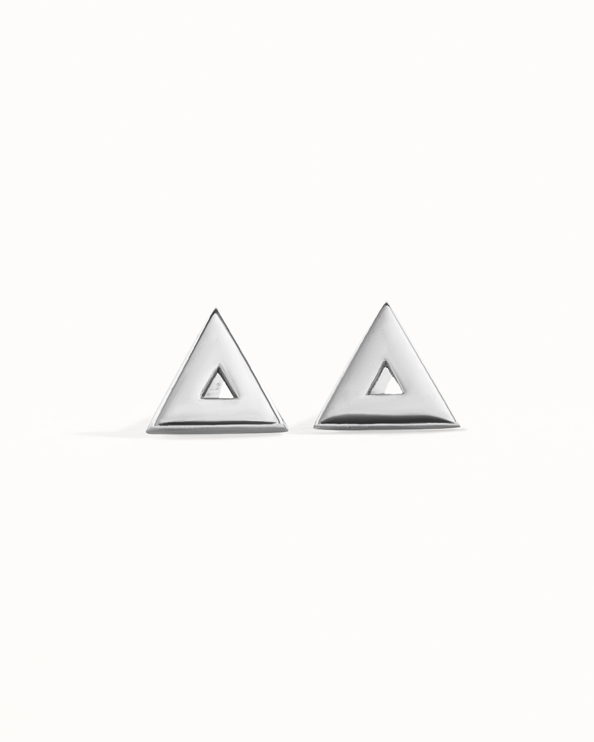 Minimalist Triangle Earrings Geometric Stud Earrings  Silver & Gold Earrings Dainty Tiny Stud Earrings Modern Style - CST014