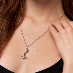 Marine Necklace Summer Jewelry Octopus Tentacle Anchor Necklace Sterling Silver Charm Pendant Gift for Him & Her FPE022 image 2