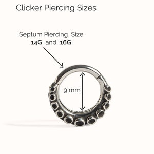 Clicker Nose Ring Octopus Tentacle Septum Ring Hinged Hoop Silver Clicker Body Jewelry Cute Unique Septum 14g 16g Clicker BSE035 image 6